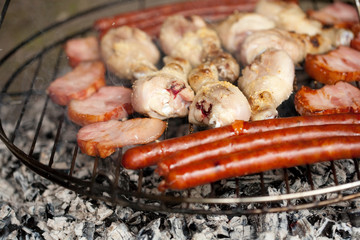 Grill with juicy meat