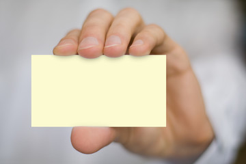 hand with blank card