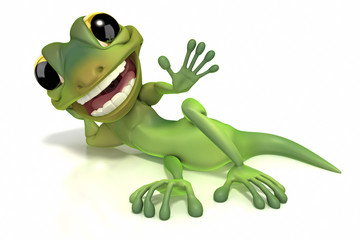 Gecko waving laying down