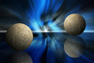 two hay spheres