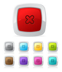 Vector glossy button in various color - close button