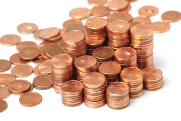 coins  on white background