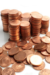 coins  on white background