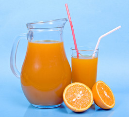 juice isolated on blue background....