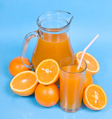 juice isolated on blue background....