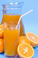 juice isolated on blue background....
