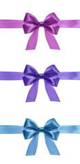 gift satin ribbon bows on white background