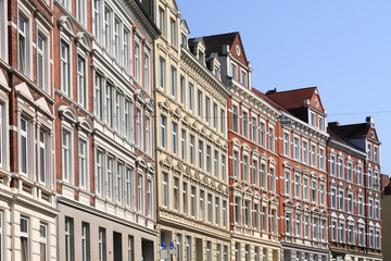 Obraz premium Wohnhaus, Hausfassade, Mietswohnungen,Kiel,Deutschland