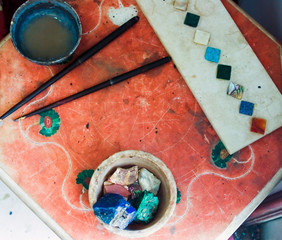 Workplace and Tools of Stonecutter in India