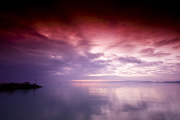 sunset over lake balaton