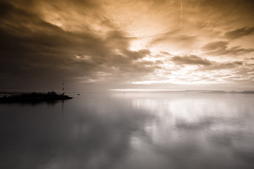 sunset over lake balaton