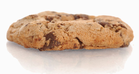 one chocolate chip cookie with reflection