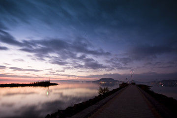 sunset over lake balaton