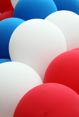 blue, white and red balloon