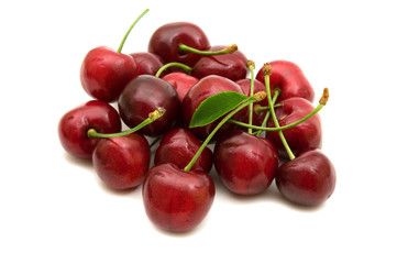 fresh cherries on white background