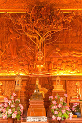 Interior of wholly teak wood church, Thailand
