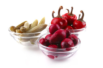 red small pepper and small eggplants