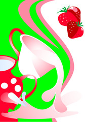 Cap of milk strawberry