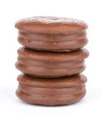 Chocolate cakes isolated on white background