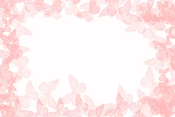 Wanddecoratie Grunge vlinders rose butterfly border 3/2  © Lev Aleshin