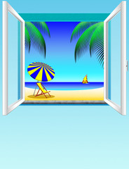 finestra su spiaggia-window and  beach-fenêtre et plage