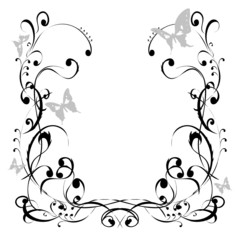 Dekoratives florales Ornament mit Schmetterlinge