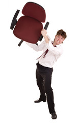 Businessman in crisis  throw chair.