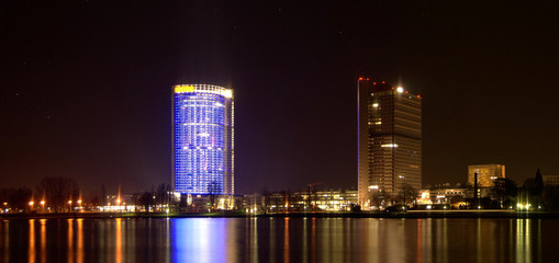 Skyline of Bonn in the night.