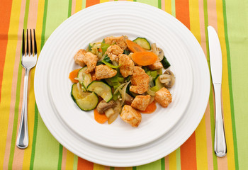 Grilled meat and vegetables