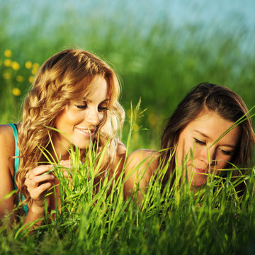girlfriends on grass