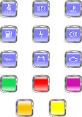 Square Dashboard Internet Icon Button Set