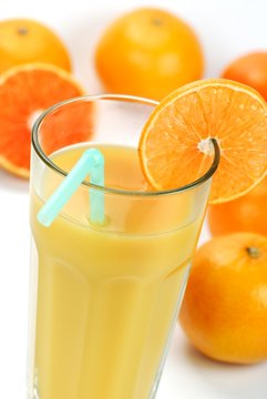 Orange Juice and Orange,Closeup.