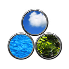 Himmel, Wasser, Erde Buttons