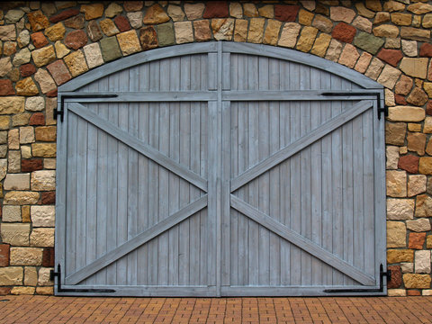 Textur Einfahrt mit Holztor