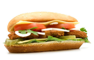 tasty burger on white background