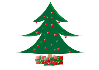 Decorative christmas tree with gifts; clip-art