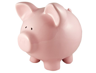 pink piggy bank isolated on white