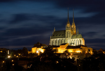 Cathedral Petrov at night &ndash; Brno Czech Republic