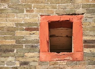 Ventilation holes on a brick wall of ancient chinese village