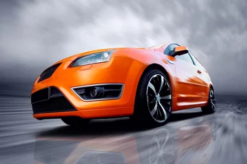 Foto op Aluminium Beautiful orange sport car on road © Andrii IURLOV
