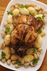 Pollo arrosto con patate e fagioli - Secondi di carne