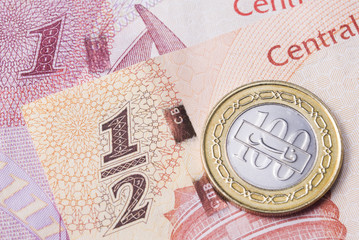 Bahrain currency banknotes and coin
