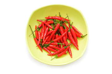 Peppers in plate isolated on the white