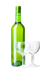 Bottle and glass isolated on the white