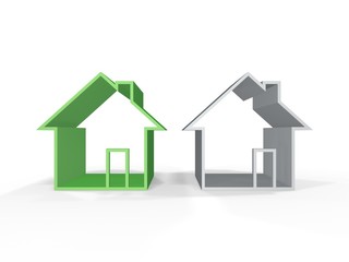 green house and grey one