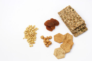 nuts crackers and apricots