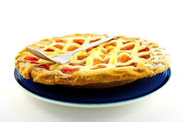 Apple and Strawberry Pie with a Fork