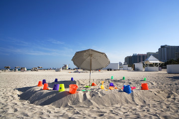 Umbrella and Toys at South Beach