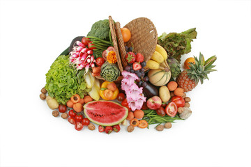 fruits et légumes vue d'en haut