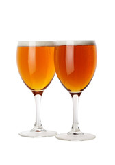 Two glasses of beer isolated